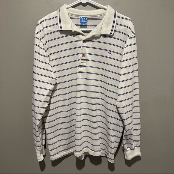 Ocean Pacific Vintage Sweater Mens XL Striped Polo Style Surf Ocean Long Sleeve - Picture 1 of 10